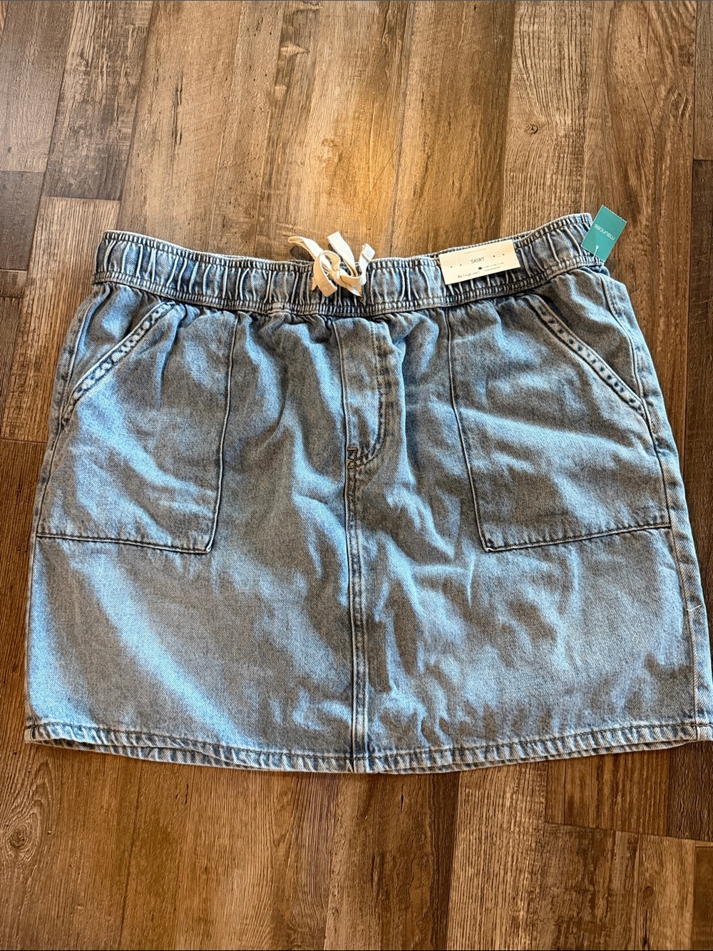 Maurices Light Blue Denim Drawstring Skirt Sz xl length 18”